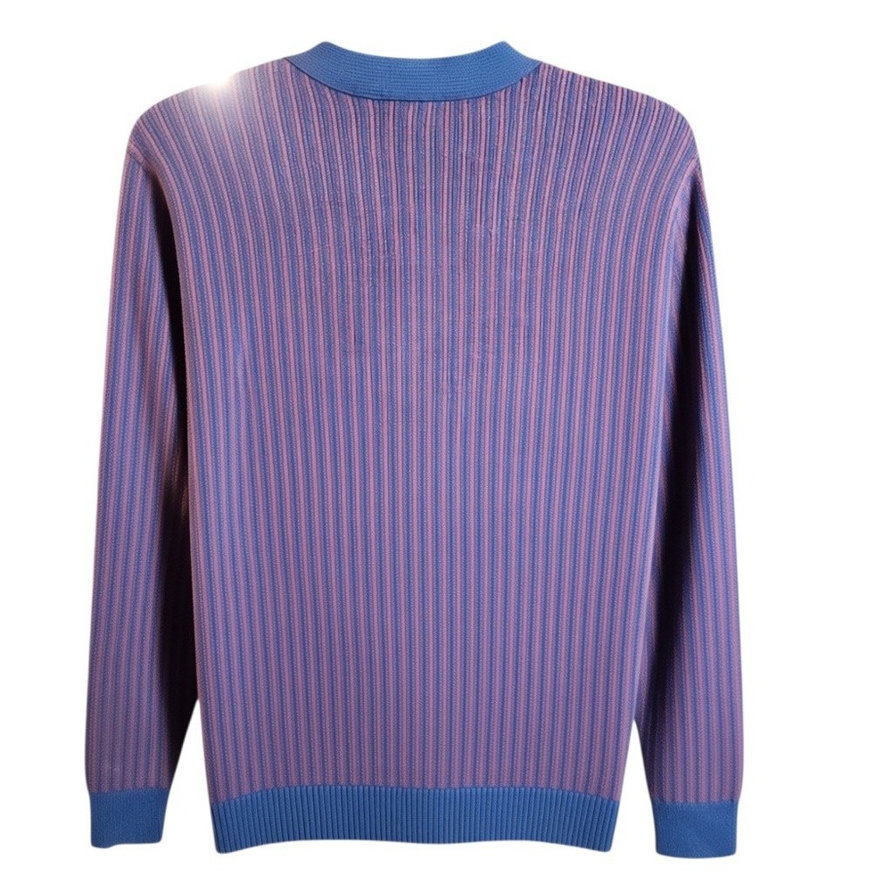 Goodfellow & Co Mens L Cardigan Sweater Blue Burgundy Stripe V-Neck Button Front - Picture 7 of 7